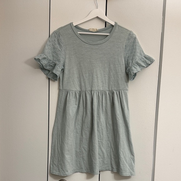 Altar’d State Remy Babydoll Eyelet Light Blue Dress Size Small 100% Cotton - Picture 1 of 5